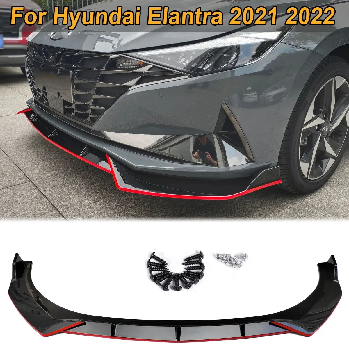 

For Hyundai Elantra 2020 2021 2022 8th Front Bumper Lip Deflector Side Spoiler Splitter Chin Body Kit Guards Car Accessories