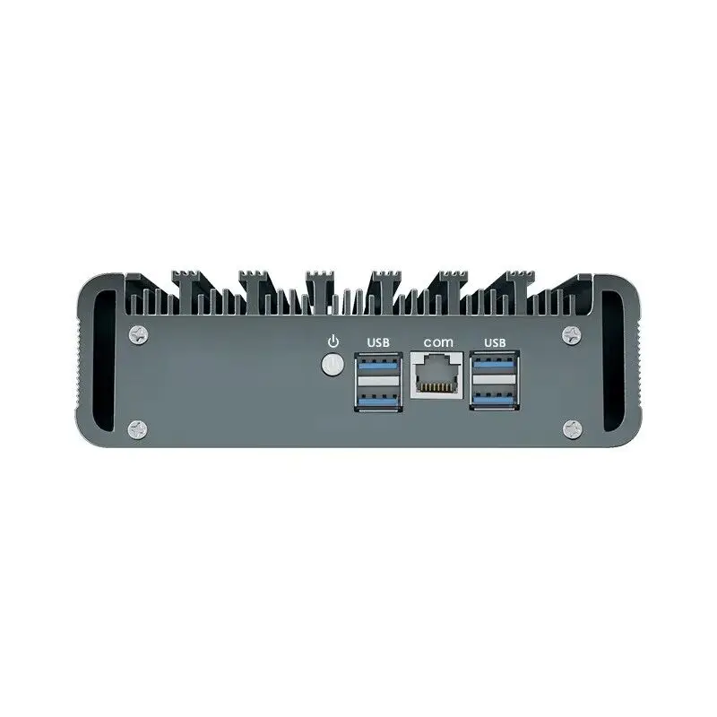 كمبيوتر مكتبي صغير بدون مروحة يدعم 4K i7-8550U 4 النوى RJ45 COM Linux Firewall كمبيوتر صناعي صغير i5-8250U 4G Dual LAN