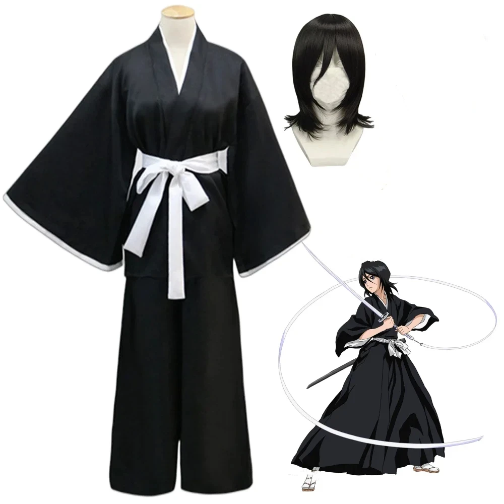 

Anime cosplay Rukia Kuchiki Pruiken En Kimono Uniform Sets
