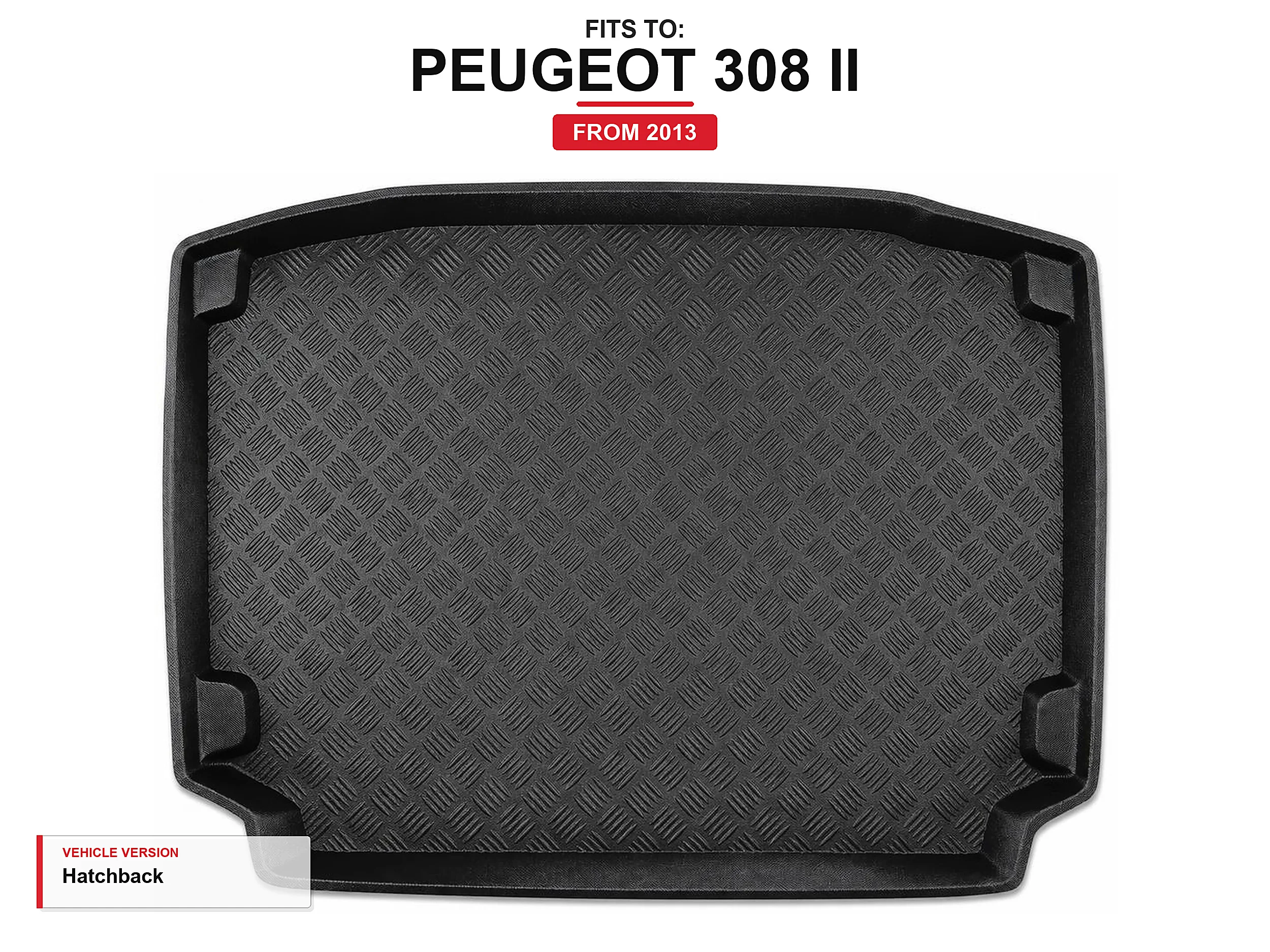 Kofferbakmat met rand voor: Peugeot 308 Ii 2013- Hatchback