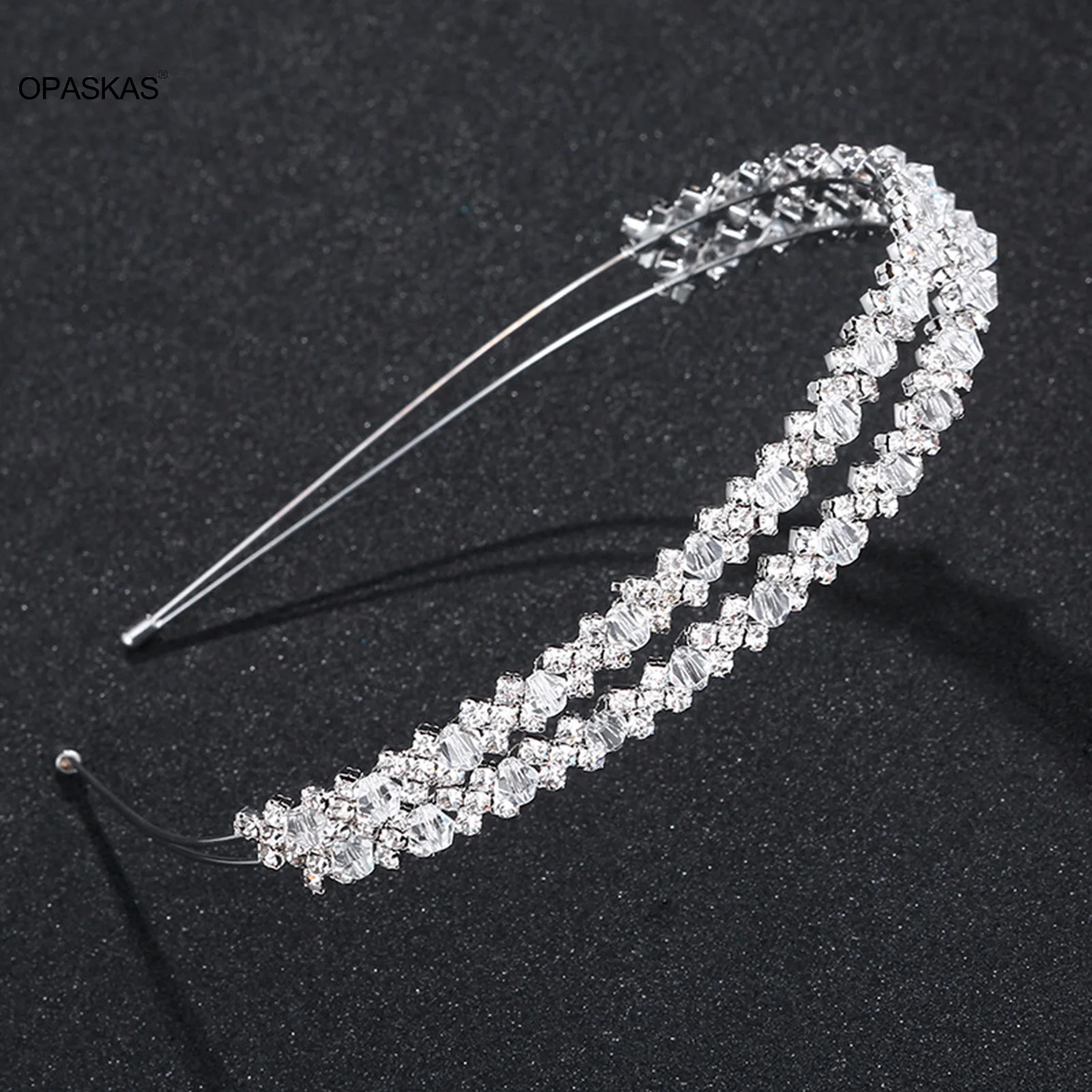 Temperament Hairband Wedding Hair Accessories Rhinestone Hair Hoop Double Layers Tiaras Bridal Prom Headbands Shiny Hair Jewelry