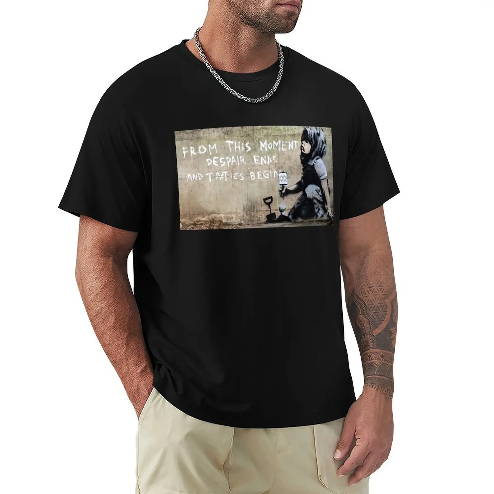 

Banksy - Despair Ends And Tactics Begin T-Shirt plus sizes new edition mens tall t shirts