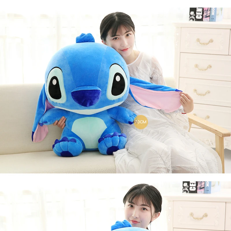 MINISO Disney Cartoon Blue Pink Stitch peluche bambole Anime Toys Lilo and Stitch 35CM Stich peluche peluche regalo di natale per bambini