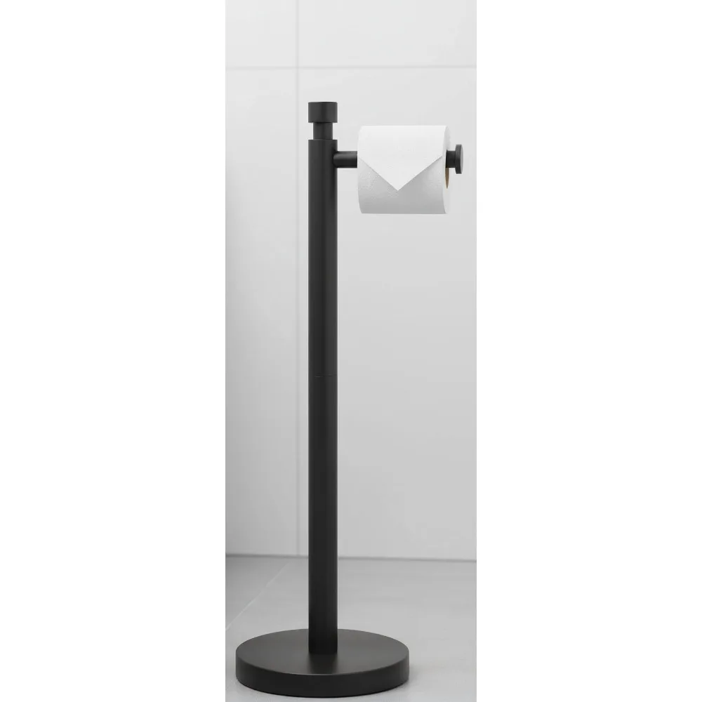 

Freestanding Toilet Paper Holder Stand, Weighted Sturdy Matte Black Stainless Steel with Non-Slip Cap for Modern Bathroom RV