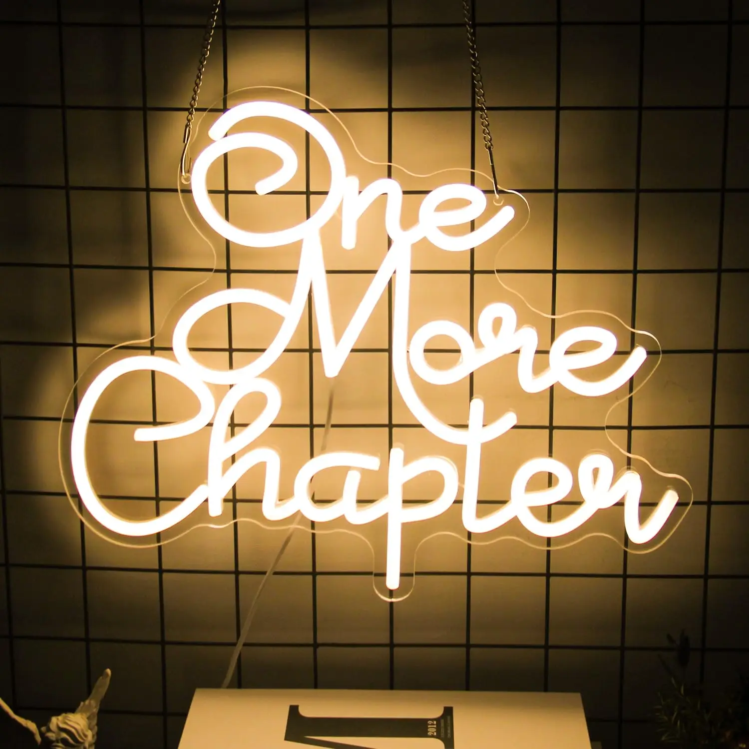 

One More Chapter LED Neon Sign Warm White, Reading Room Decor for Book Lovers Library Study Classroom Bookish Gift