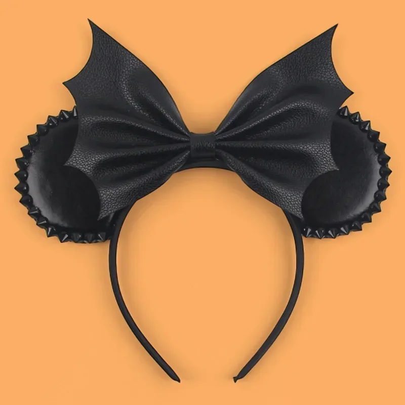 Disney Witch Bat Skeleton Ear Headband For Adults Kids Cosplay Halloween Hairband Women Girls Ghost Bows Party Hair Accessories