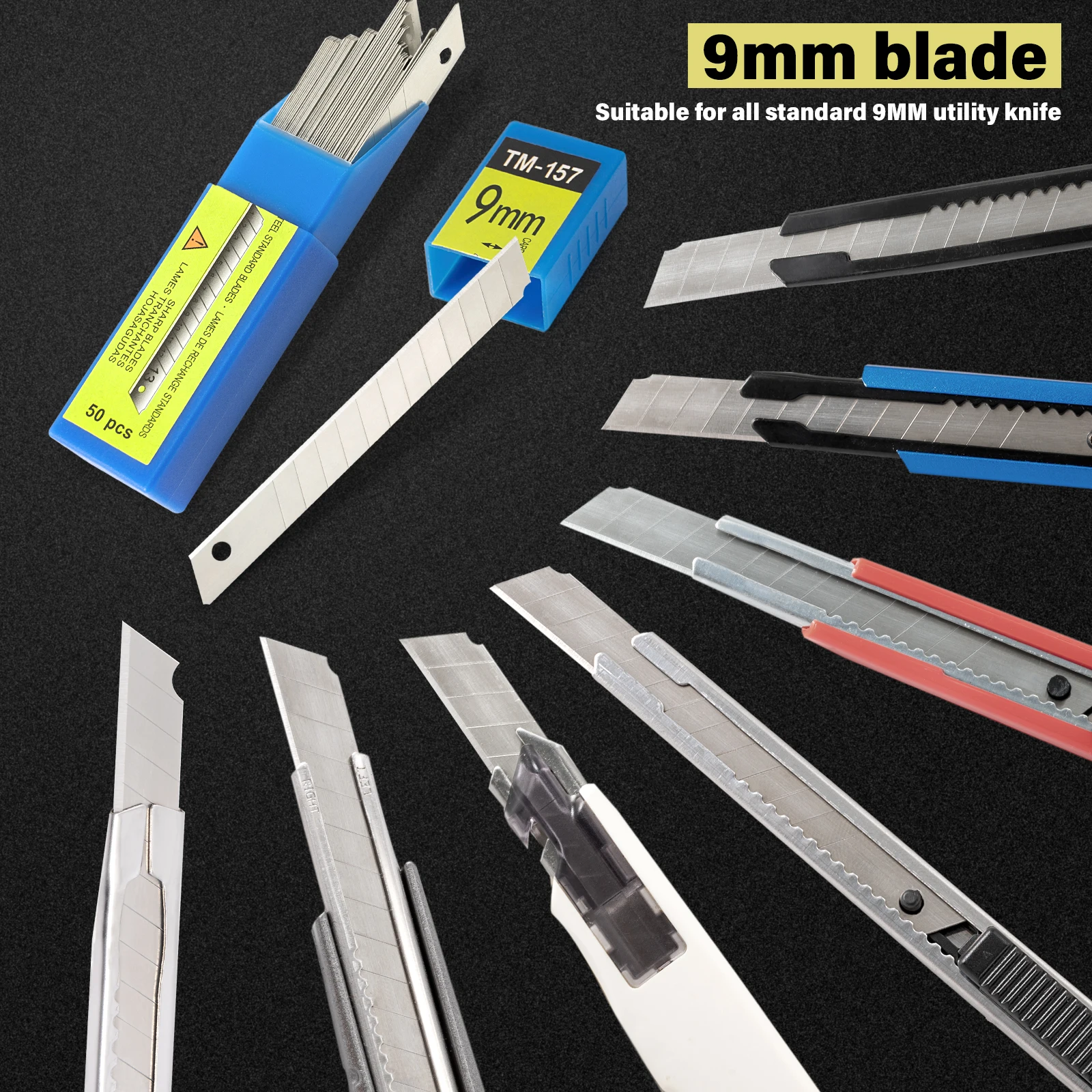 EHDIS 50pcs 60 Degree Art Knife Replaceable Carbon Steel Blade Window Tint Stcker Decal Cutter Vinyl Film Car Wrap Cutting Blade