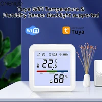 Sensor de temperatura y humedad WiFi, aplicación Tuya Smart Life, retroiluminación, higrómetro, termómetro, compatible con asistente de Google Home Alexa