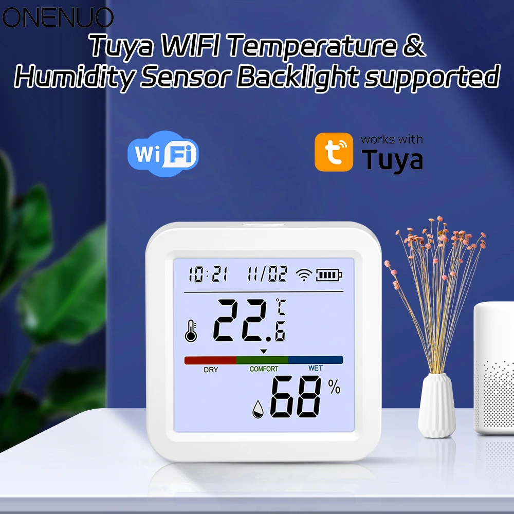 WiFi Temperature Humidity Sensor Tuya Smart Life App Backlight Hygrometer Thermometer Sensor Support Alexa Google Home Assistant