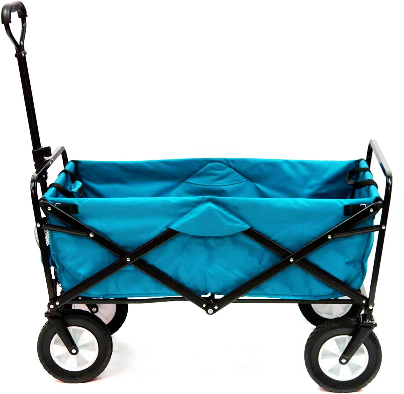 Folding Wagon Cart with Aluminum Poles, Outdoor Hand Truck, Camping Trolley, Fishing Wagon Cart, 4 Wheels, High Quality