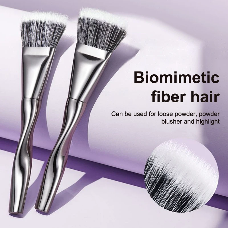 プロのヘアフェイスメイクブラシロングハンドルブラッシュブラシ 3 個パウダークリームパフコンシーラーブラシ美容メイクツール