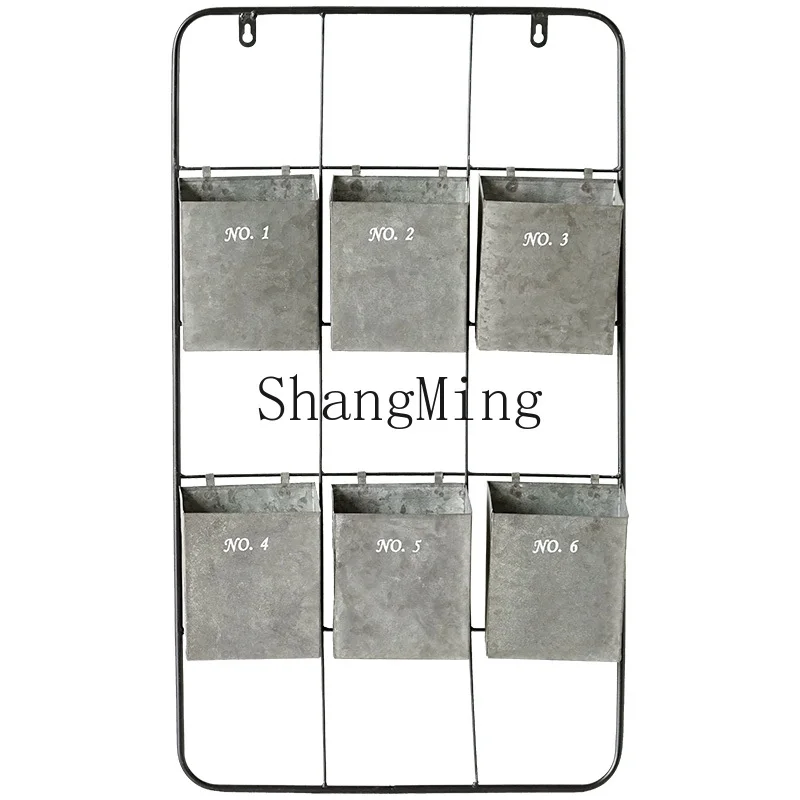 

HJ wall storage rack flower house wrought iron wall hanging retro rectangular garden tool storage