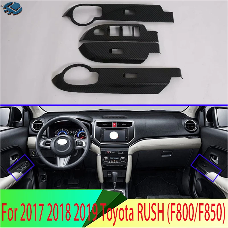 

Для 2017-2022 Toyota RUSH (F800/F850) автомобильные аксессуары Стильная крышка из углеродного волокна для двери окна подлокотника переключателя панели обшивки