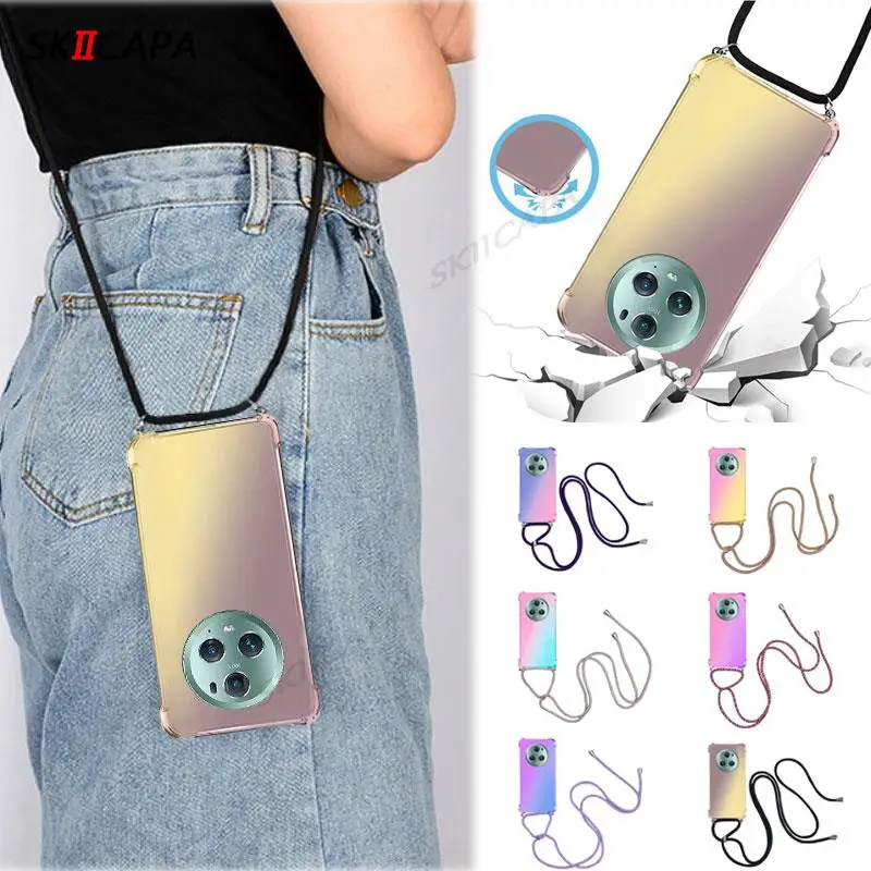 حافظة متدرجة شفافة من السيليكون مضادة للصدمات لهاتف Honor Magic 5 Pro Magic5 Lite غطاء حبل كروس لهاتف Honor X8A X7A X9A