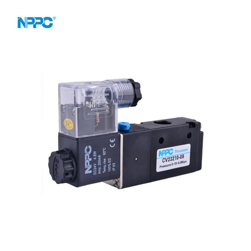 CV23210-08 válvula solenoide de 3/2 vías voltaje de bobina de color negro o plateado DC24V AC24V AC220V puerto de un solo cabezal tamaño G1/4 marca NPPC