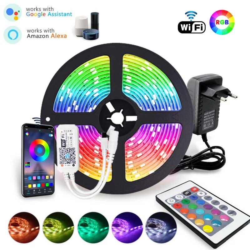 

Светодиодная лента Rgb, 10 м, 5 м, 20 м, 5050, 2835, Светодиодная лента, аксессуары для украшения дома, 12 В, Wi-Fi, умная Светодиодная лента, освещение на цепочке