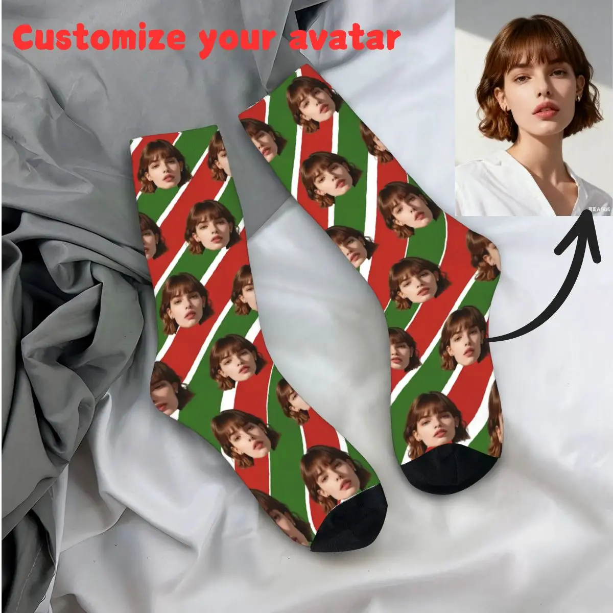 جوارب مخصصة لعيد الميلاد، جوارب مخصصة مع صورة وجه، جوارب وجه مخصصة هدية عيد الميلاد للأصدقاء