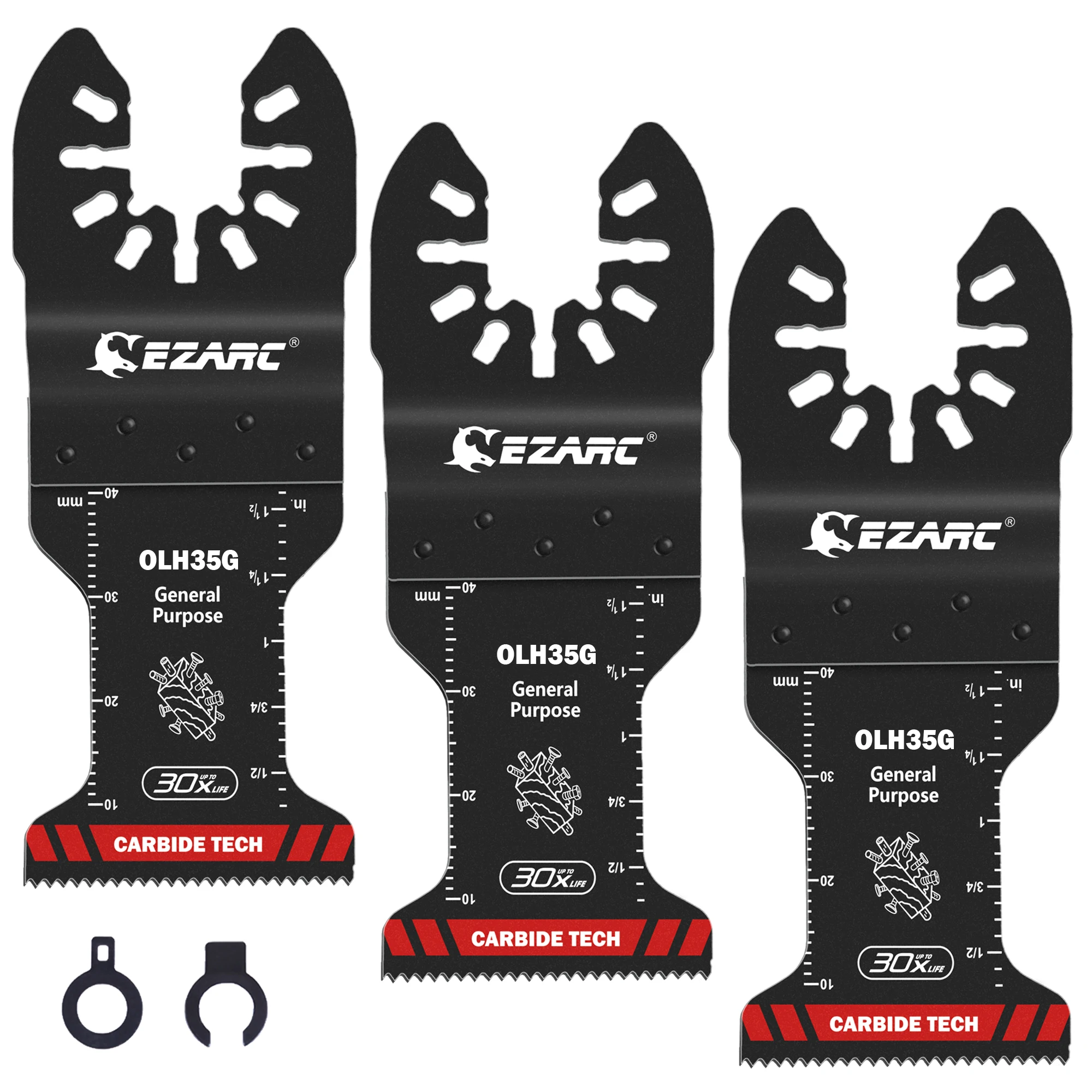 EZARC General Purpose Multitool Blades 3PC Carbide Oscillating Saw Blades Quick Release for Metal Nails Wood Plaster Drywall PVC