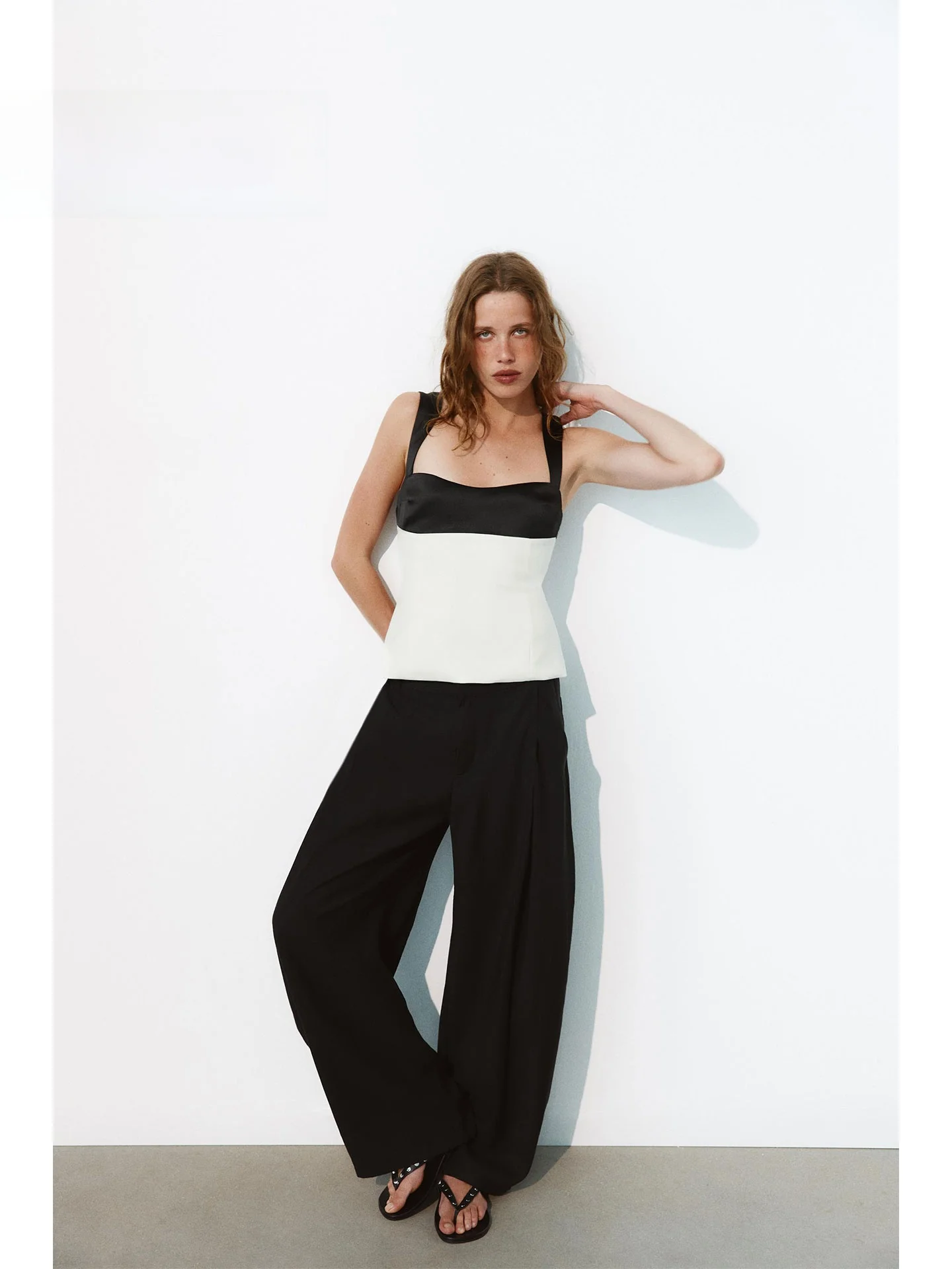 Summer 2026 New Style Elegant Color Block Crop Top Slimming Versatile Strapless Women's Vest Tank Top Square Collar Short Length
