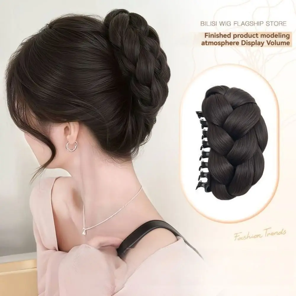 New Synthetic Hair Bun Claw Clip Fluffy Brown Bun Head Wig Black Natural Hairpiece Women