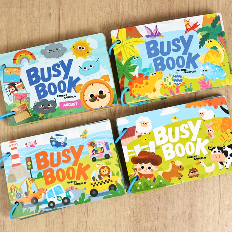 Montessori Busy Book Kids Quiet Book Reusable Sticker Matching Game Educational Theme Preschool Learning Books