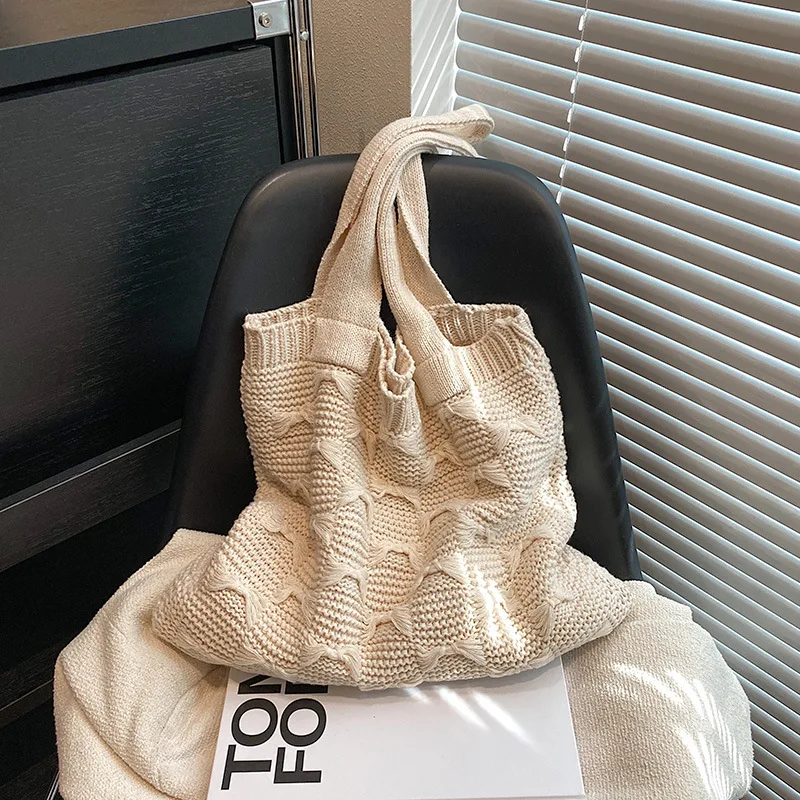 

Вязаная большая сумка 2025 года — многосторонняя сумочка через плечо/плечо, просторная повседневная сумка для женщин