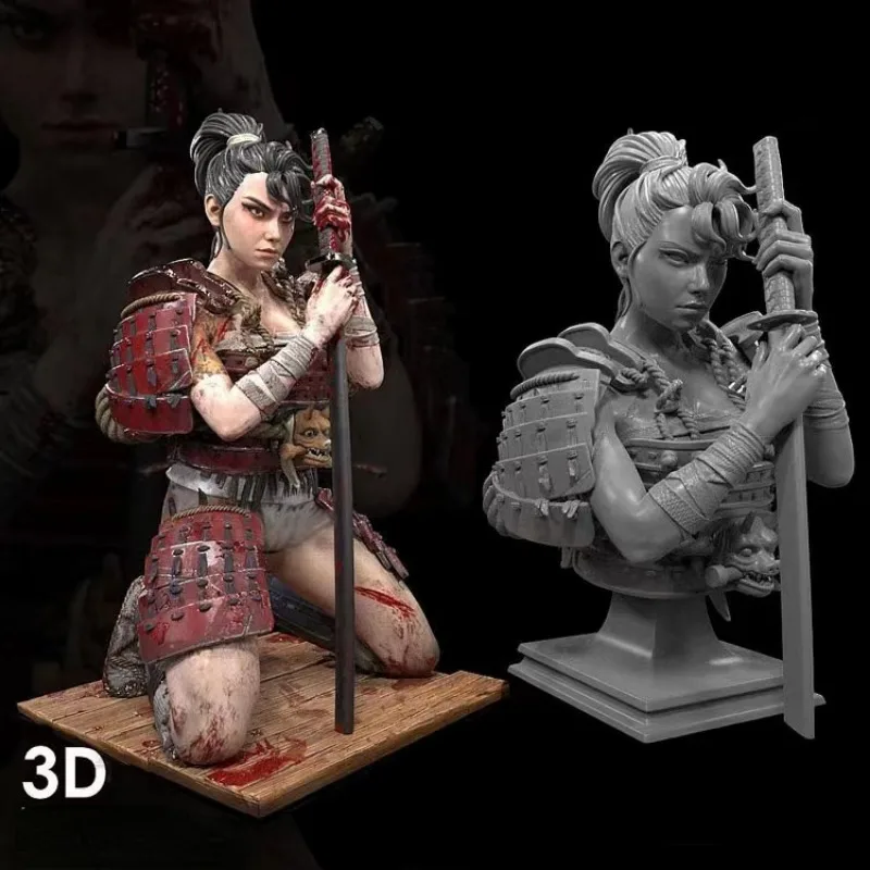 1/24 Scale Resin Figure Model Kit Jincheng Japanese Female Samurai Hobby Miniature GK Toy Unassembled Unpainted Free Shipping