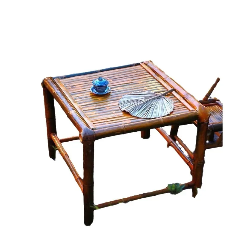 

Pure handmade bamboo table tea table, household garden hot pot table