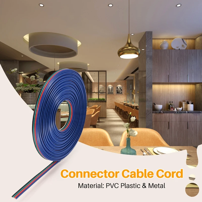 4 Pin Wire Extension Connector Cable Cord For LED RGB Strip 3528 5050 Connector Colourful 5M