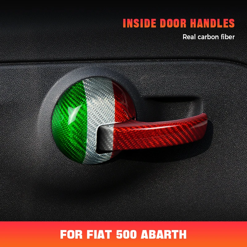

Carbon Real Carbon Fiber Exterior Accessories Inner Door Handle Decoration for Fiat 500 ABARTH 595 695 All Models