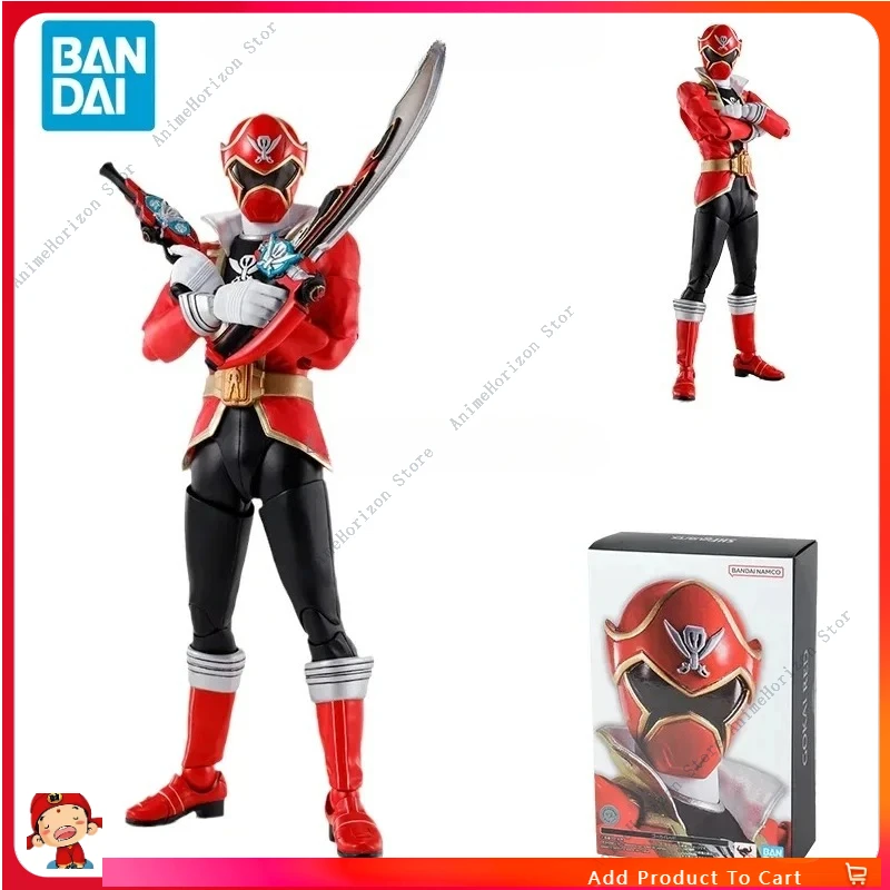 

Spot Direct Bandai Original Kaizouku Sentai Gokaiger Anime Figure SHF True Bone Carving GOKAI RED Action Figure Toys for Kids