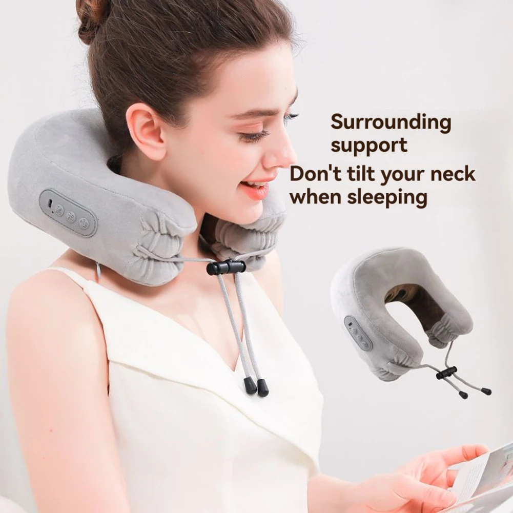 

AB53 U-образная массажная подушка для шеи EMS Pulse с дистанционным управлением, электрический массажер для шеи, подарок для домашнего офиса