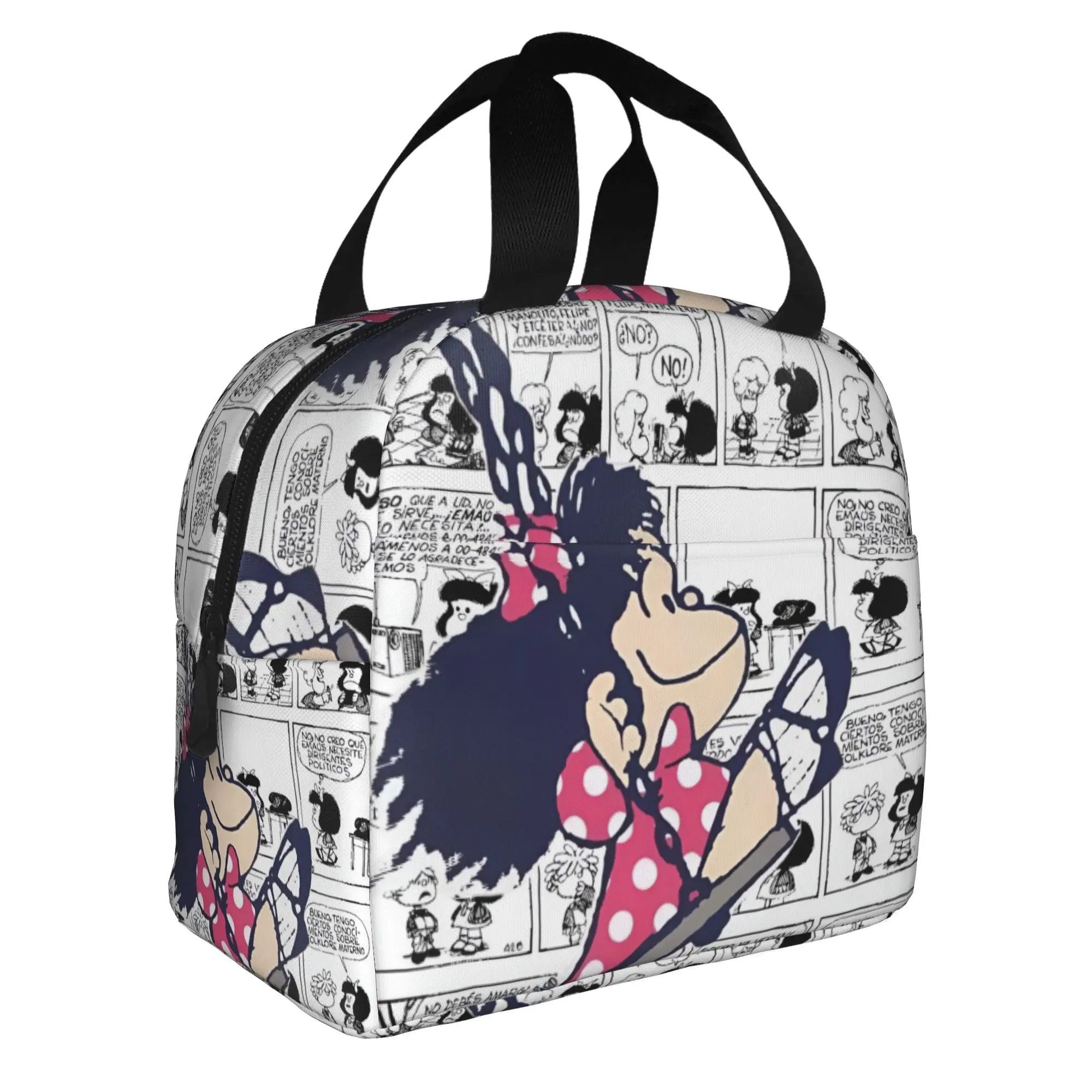 M-Mafaldas Resuable Lunch Boxes for Women Multifunction Quino Manga Cartoon Cooler Thermal Food Insulated Lunch Bag School