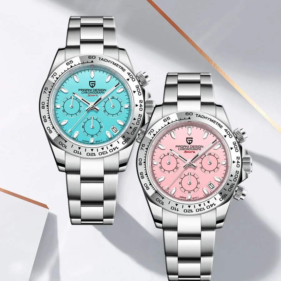 PAGANI DESIGN New Quartz Couple Luxury Watch Japan VK63 Movt Waterproof Chronograph Sapphire Luminous 316L All Steel Men watch