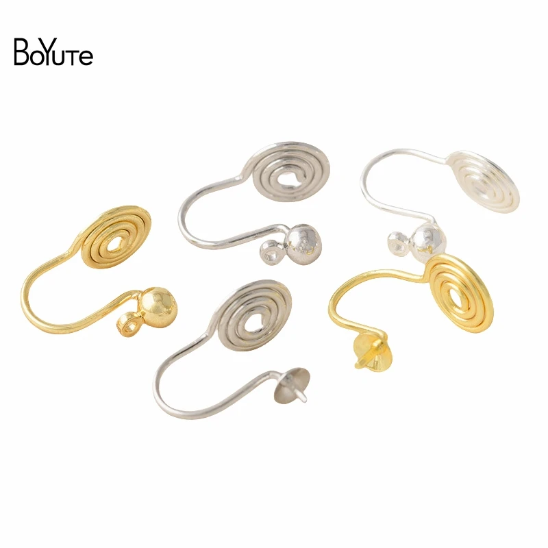 

BoYuTe (50 Pieces/Lot) 8*16MM Metal Brass No Pierced Ear Clip Painless Ear Accessories DIY Handmade Materials