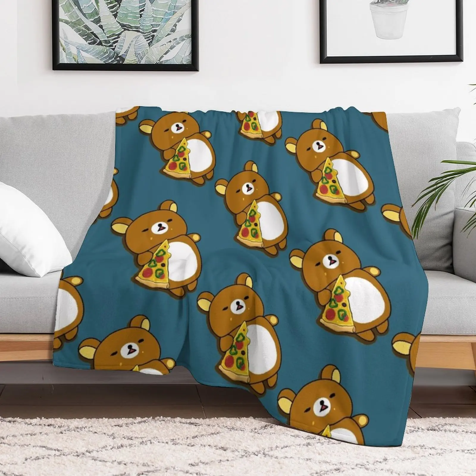 

Rilakkuma the Sleepy Pizza Bear Throw Blanket Kid'S Hairy Soft Big Blankets