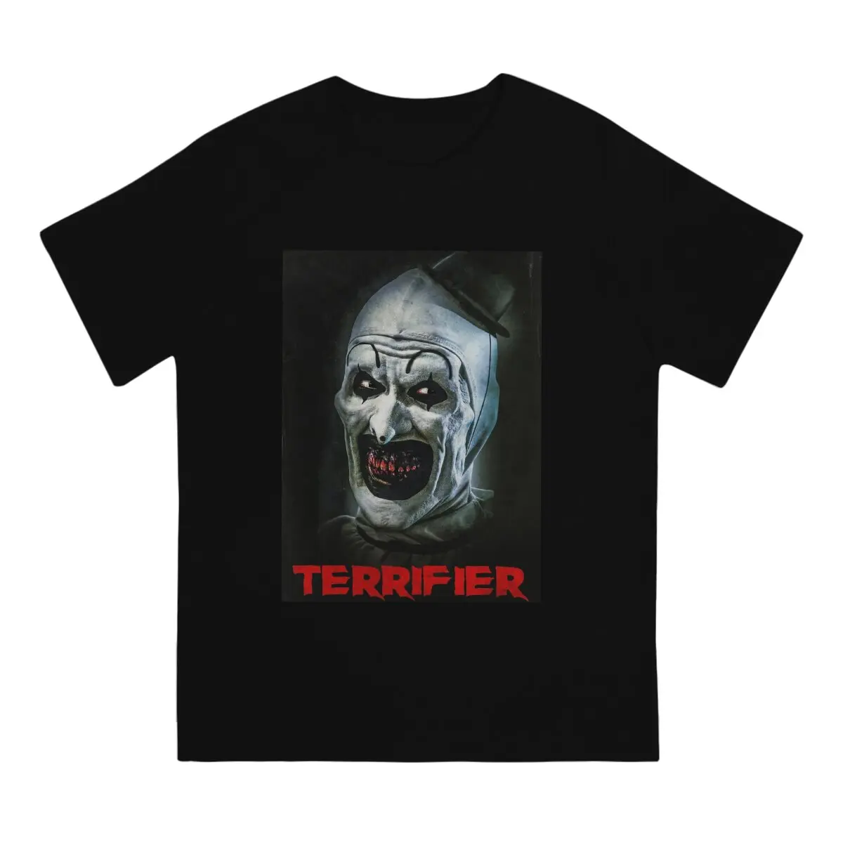 Novelty Terrifier Medium Horror T-Shirt for Men Round Collar Pure Cotton T Shirt Scary Horror Short Sleeve Tees Unique Clothes