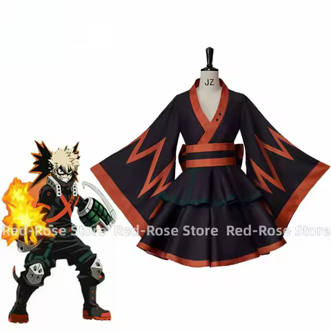 Anime Katsuki Bakugou Cosplay Kimono Dress Battle Lolita Maid Dress Uniform Halloween Suit Outfit