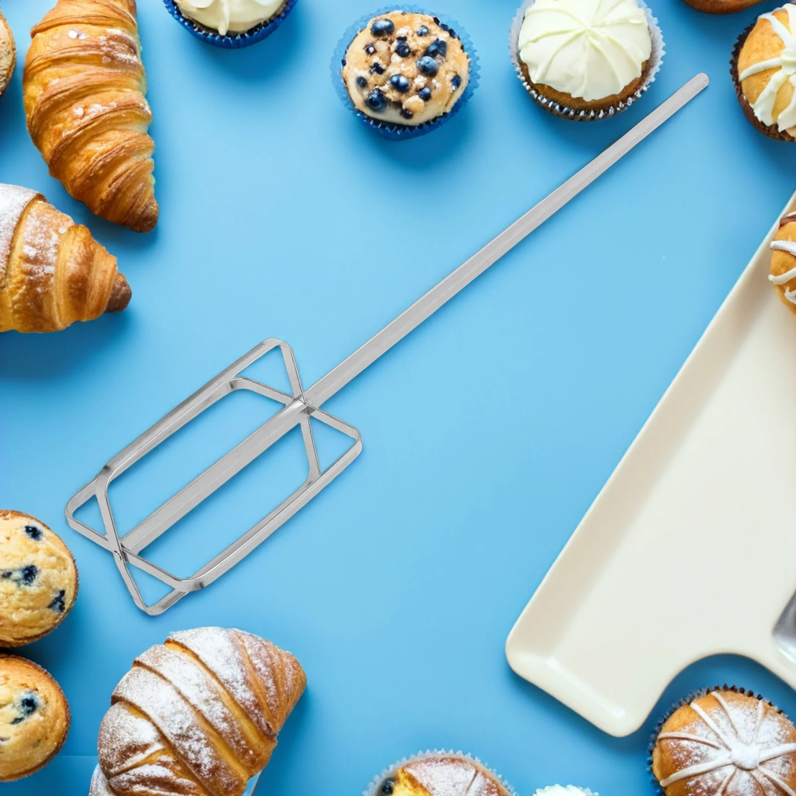 

Extended 40cm Stainless Steel Whisk Attachment Heavy Duty Hand Mixer Accessory Efficient Deep Container Mixing Baking Kitchen