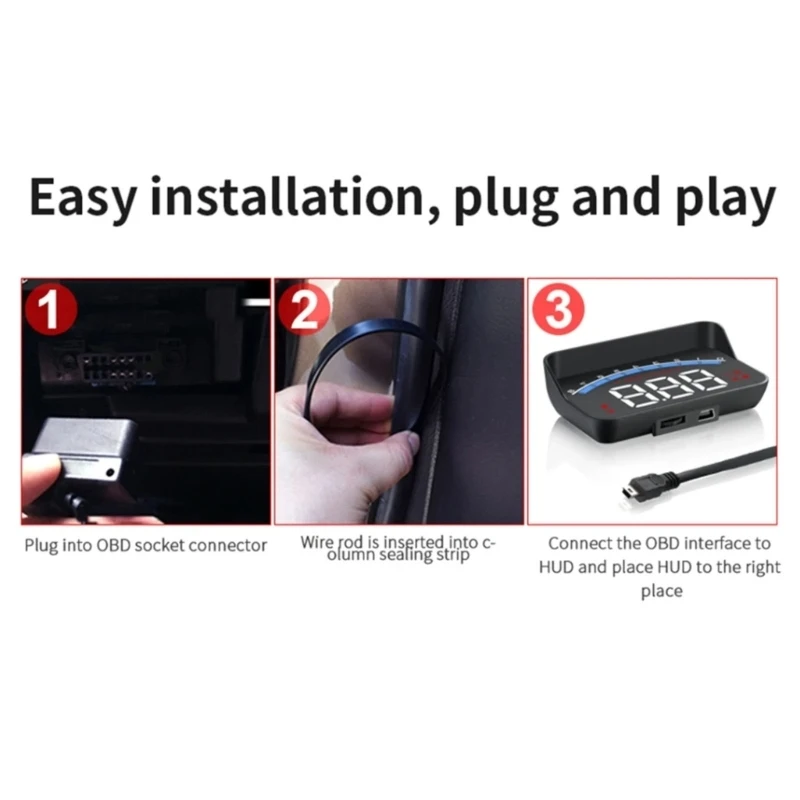 Vehicle Head Up Display With Bright LED Screen HUD Windshield Projector For Clear Speed And RPM Monitoring