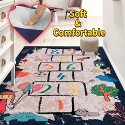 Children's Room Carpet Cartoon Learning Mat Baby Early Education Carpets Kawaii Room Decor Game Hopscotch Anti-skid Floor Rugs