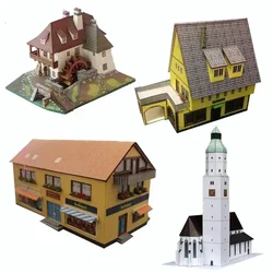 European Architecture Bar Windmill Food Shop Church Building Original Paper Model DIY Handmade Toys