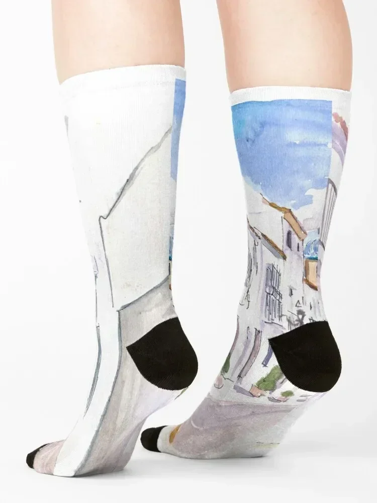 Altea Spain Afternoon Street Scene On Costa Blanca Socks man Soccer hockey gift Socks For Men Women's