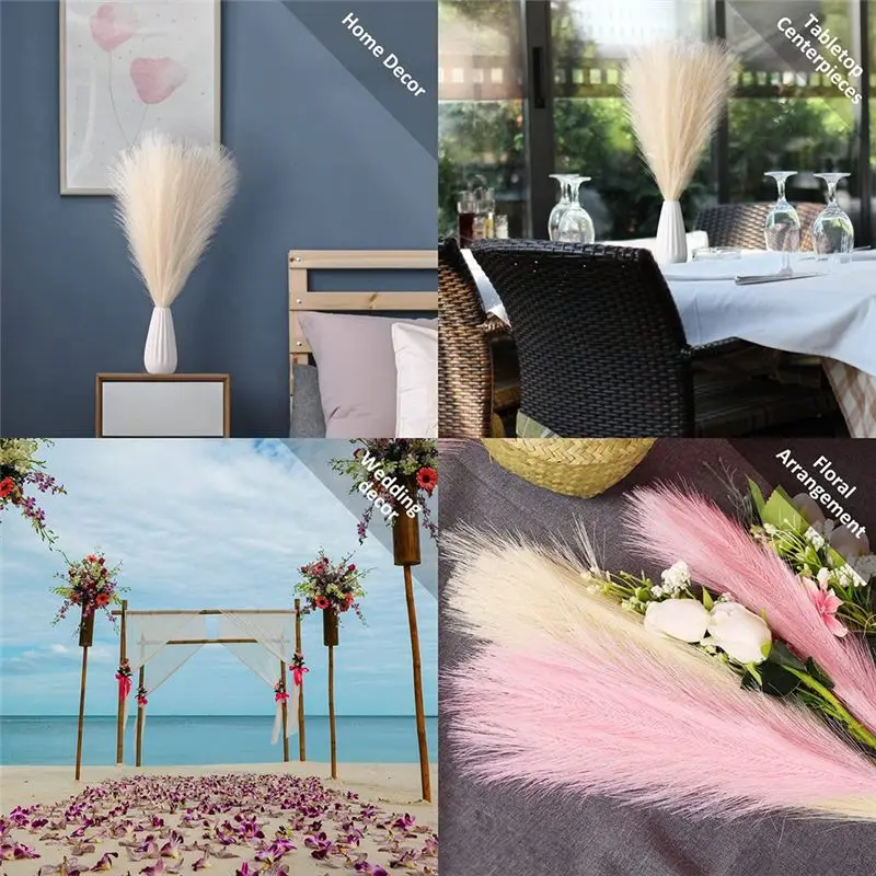 AB09 Faux Pampas Grass,18In/45Cm Artificial Pampas Grass 5 Stem Pompous Grass Flower Arrangement for (Black)