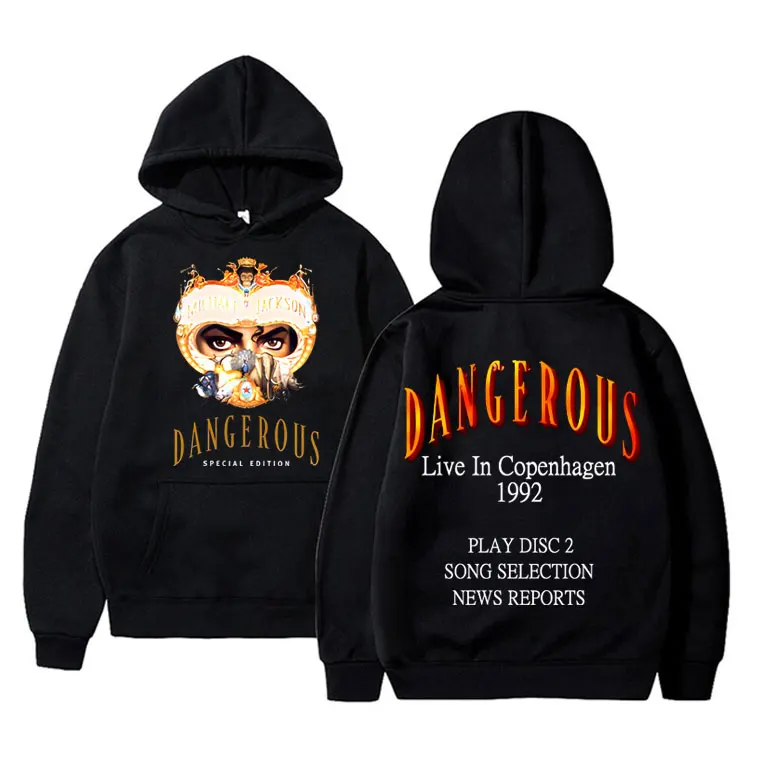 King of Pop Michael Jackson Dangerous World Tour Hoodie Men Women Classic Gothic Rock Sweatshirt Men's Vintage Oversized Hoodies