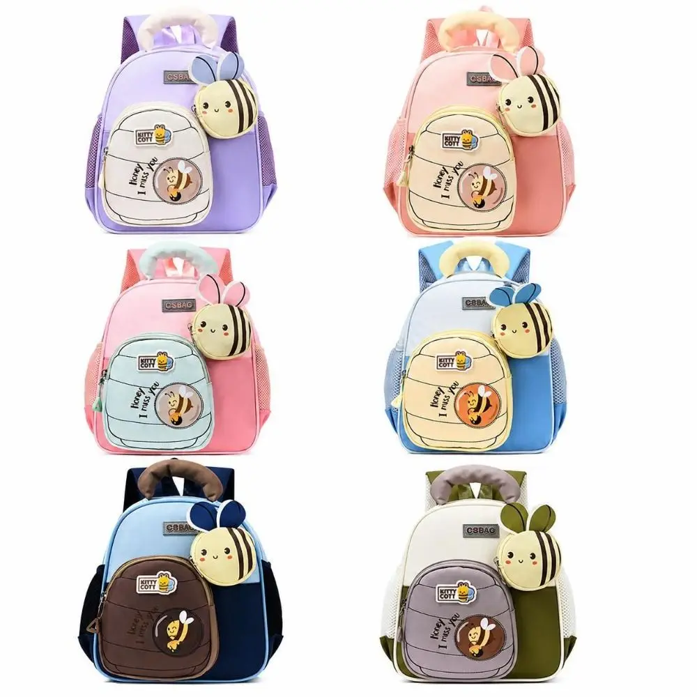 Cartoon Little Bee Children's Backpack Alleviate Burden Ergonomics Kids School Bag Lightweight Widen Straps Preschool Backpack