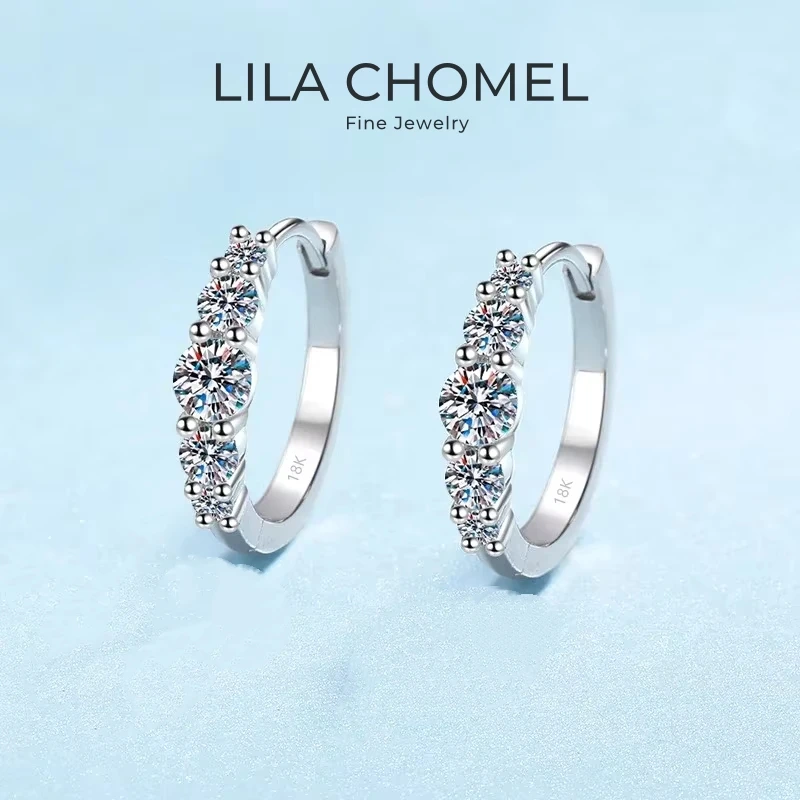 

Women Valentine's Day 18K White Gold Hoop Earrings Wedding Jewelry 1.12CT Moissanite Diamond PT950 Platinum Girl Birthday Gift