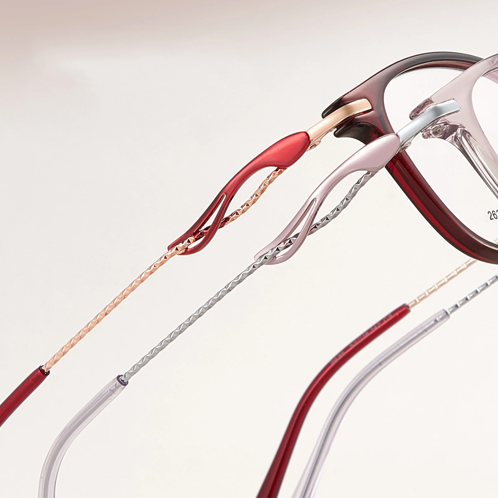 แว่นตาแฟชั่นผู้หญิง KUXA กรอบ TR90 สำหรับใส่เลนส์สายตา แก้ไขสายตาสั้น โปรเกรสซีฟ ทรงรี สีใส สีม่วง