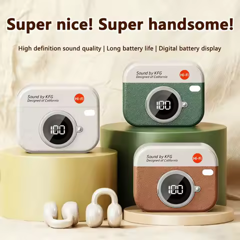 Q87 Retro TWS Wireless Bluetooth Earphones with Battery Display, Long Endurance, Clip on Ear Noise Reduction, Comfortable