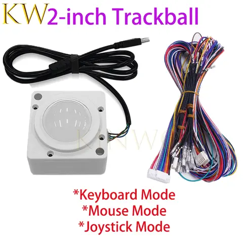 2-Inch Round Trackball LED Light Emitting Mous USB for Windows Linux Android Arcade Game, Supports Connecting Handles, Keyboards